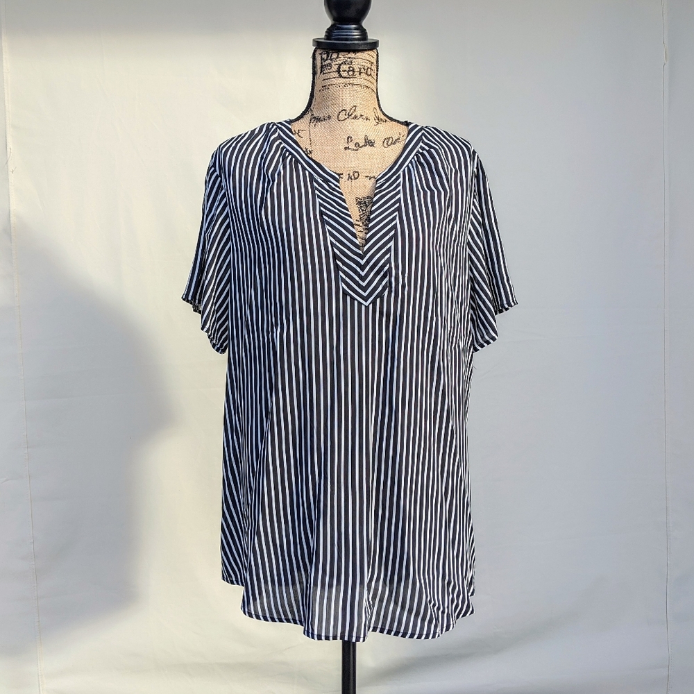 Black and white striped blouse